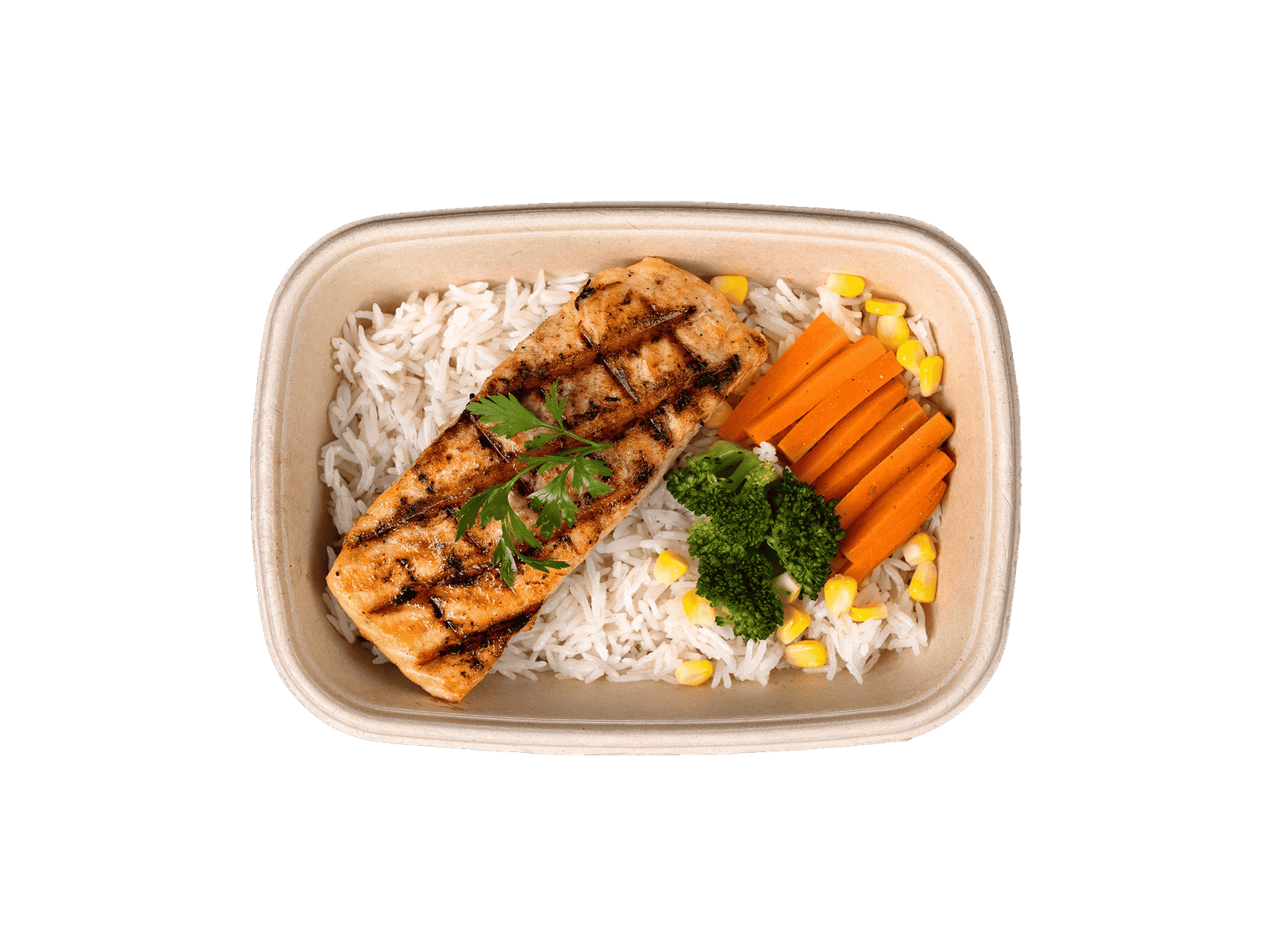 سلمون مع الأرز 