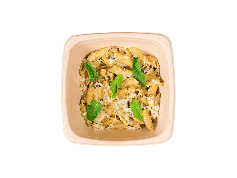 باستا الدجاج بصلصة البيستو الكريمية